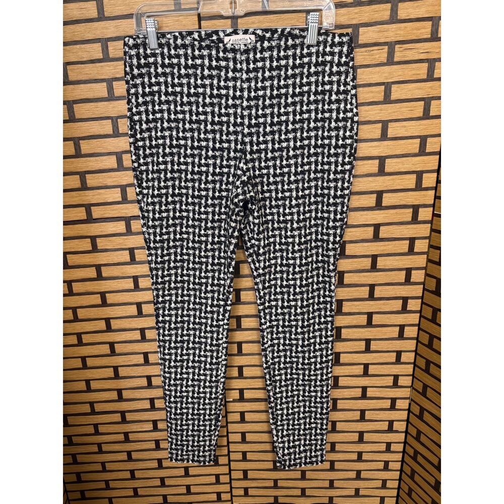 Nanette Lepore Black And White Houndstooth Print Pull On Dress Pants Size Medium